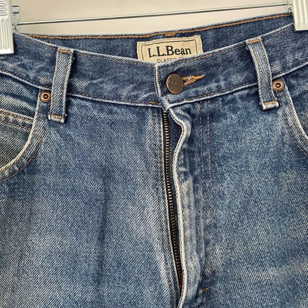 Perfectly distressed LL Bean classic fit jeans size 33 by 30